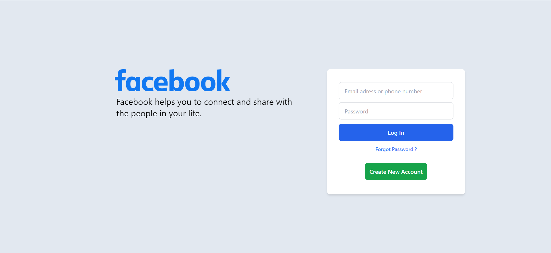 Facebook Login Clone